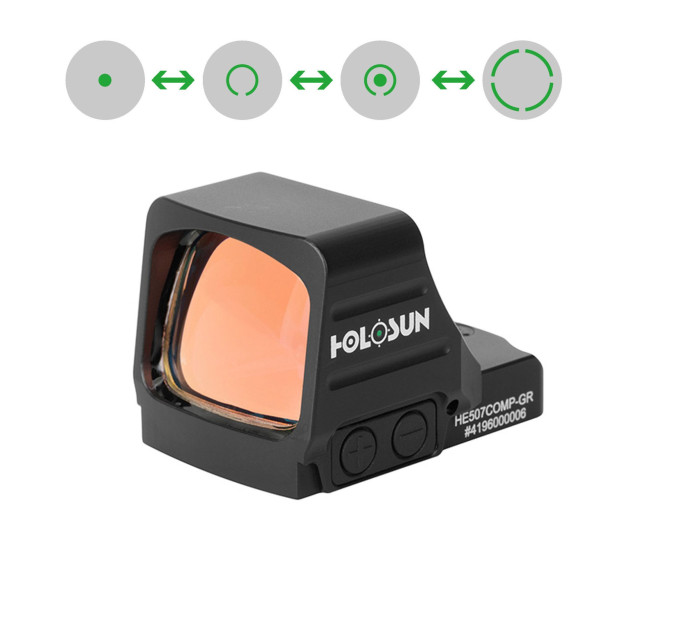 HE507COMP-GR Reflex sight 2 MOA dot with 8, 20, and 32 MOA green circles