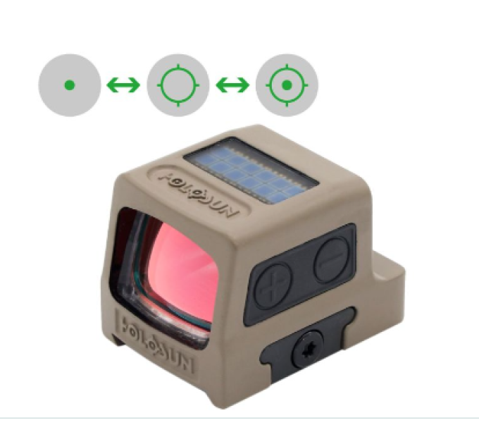 Holosun HE509T-GR-X2-FDE Titan FDE Grün Reflex MRS mit 2 MOA Grünpunkt, 32 MOA Kreis oder Kombi, Solar Failsafe und Shake Awake