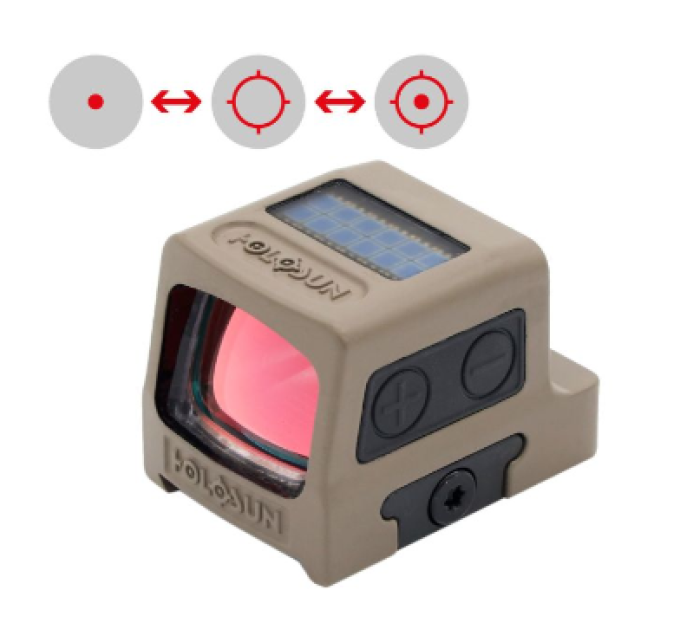 Holosun HE509T-RD-X2-FDE FDE Roter Titan Geschlossener Visier 2 MOA, 32 MOA Kreis Solar Failsafe Auto-Helligkeit und Shake Awake für Jäger oder Sportler