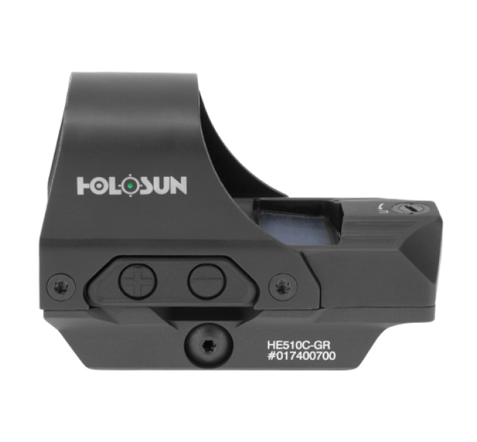 Holosun ELITE HE510C-GR otvoreni refleksni ciljnik s zelenom toćkom 2MOA i 65MOA kruznom končanicom.