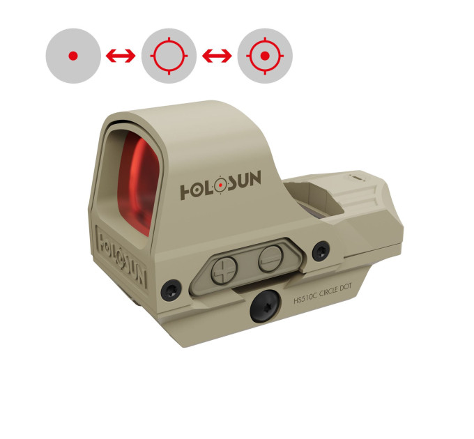 Holosun HS510C‑FDE Open Reflex Solar Red Dot Sight MRS 2 MOA Red Dot 65 MOA Circle Weaver / Picatinny