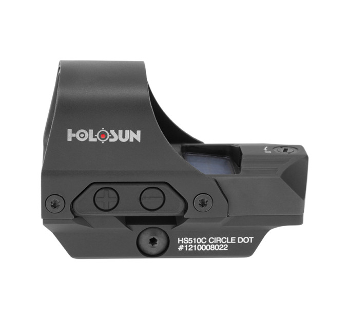 Holosun HS510C open reflex red dot sight with switchable 2MOA dot, 65MOA circle dot reticle and solar cell