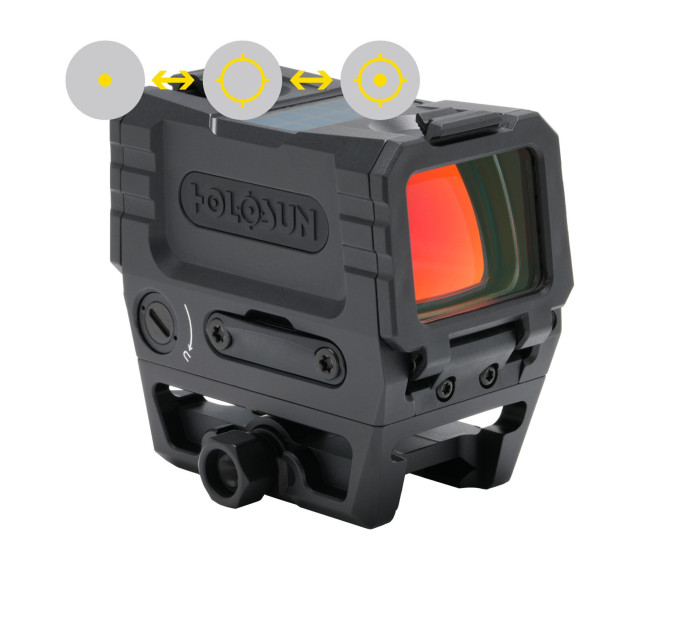 Holosun AEMS-EVO-GD 2MOA Gold Multi-Reticle Shake Awake Geschlossenes Visier (2MOA Punkt, 2MOA/65MOA , 65MOA Kreis), Picatinny rail