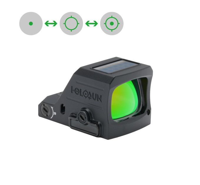 Holosun HE507C-X3-GR-MRS Open Reflex Red Dot Sight + interchangeable 2MOA Dot, 32MOA Circle Reticle Solar Cell, black, Sports Shooting Airsoft