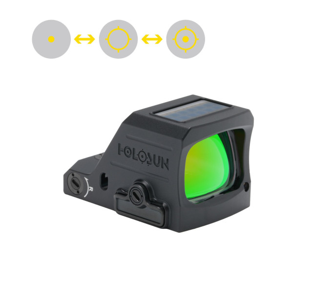 Holosun HS507C-X3-GD-MRS Open Reflex Red Dot Sight + interchangeable 2MOA Dot, 32MOA Circle Reticle Solar Cell, black, Sports Shooting Airsoft