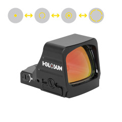 Holosun HS507COMP-GD Open Reflex Gold Dot Sight + interchangeable golden 2MOA dot, 8/20/32MOA circle reticle, black, hunting, sport shooting airsoft