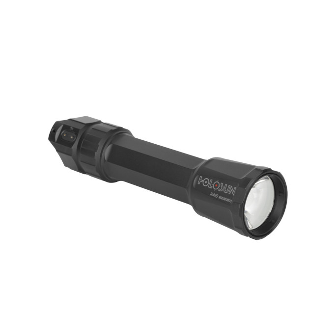 Holosun RAID white LED flashlight - high-performance weapon light for your long gun, black anodized housing, CR123A Lithium Battery, 3V 1400mAh, 1000 lumens and 80000 candela