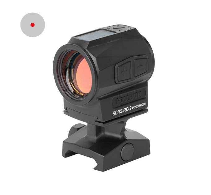 Holosun SCRS-RD-2 red dot sight, 2MOA dot reticle, solar cell, black, Picatinny/Weaver rail, hunting