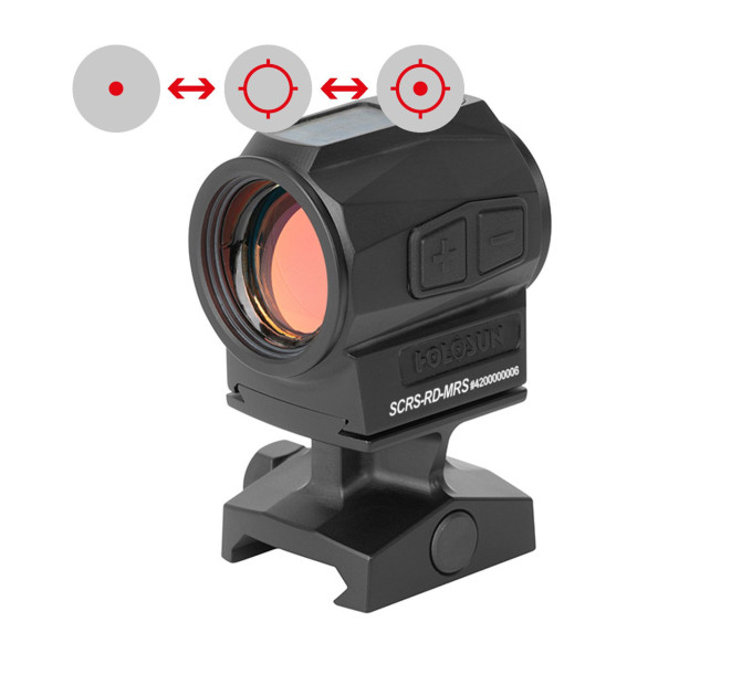 Holosun SCRS-RD-MRS red dot sight, switchable 2MOA dot, 65MOA circle dot reticle, solar cell, black