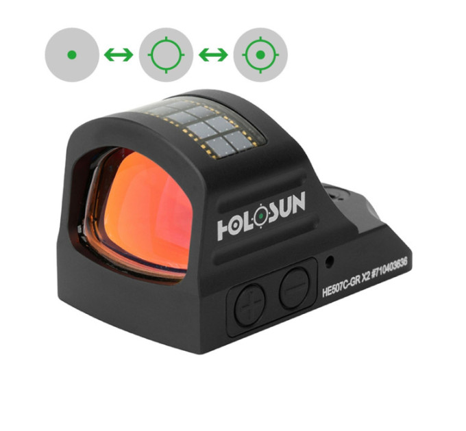 Holosun Open Reflex Dot Sight HE507C-GR-X2 with switchable reticle, green dot sight, hunting,solar panel