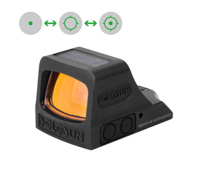 Holosun Open Reflex Green Dot Sight HE508T-GR-X2 with switchable reticle, innovative lock mode and titanium housing