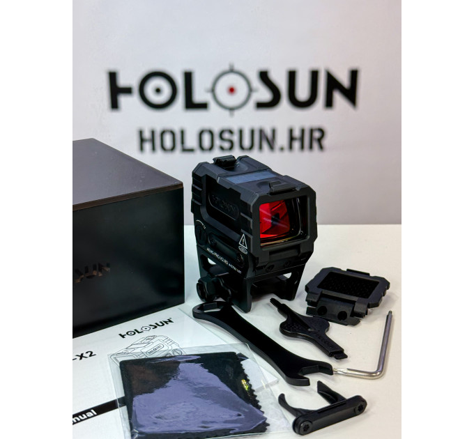 Holosun AEMS-PRO-X2-RD Napredni MRS Crveni Točkasti 2 MOA točka, 65 MOA krug Solar Failsafe + Shake Awake