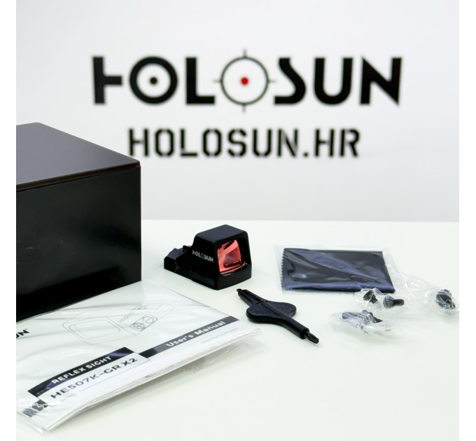 Holosun HE507K-GR-X2 otvoreni refleksni zeleni točkasti nišan + izmjenjiva 2MOA točka, 32MOA kružna končanica
