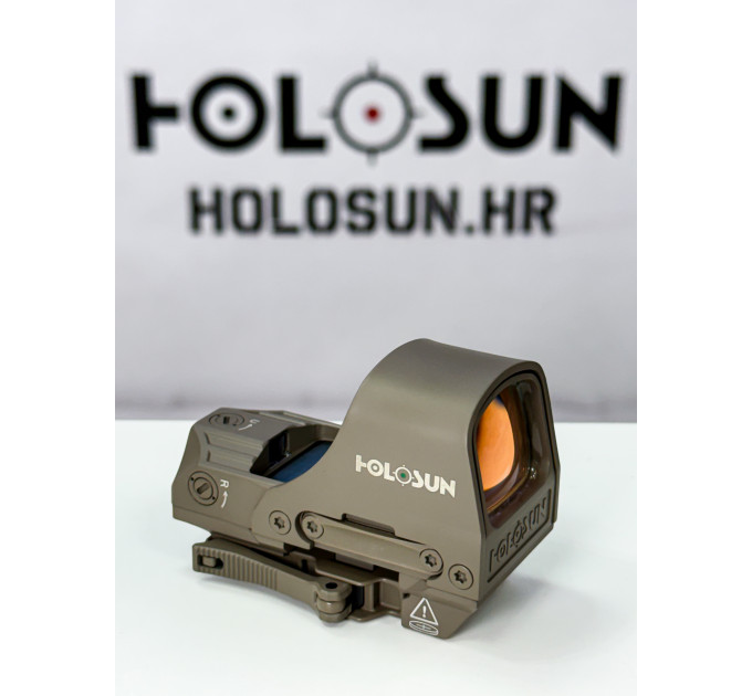Holosun HE510C-GR-FDE Open Elite Green Reflex 2 MOA dot, 65 MOA circle, circle-dot QD Picatinny mount Shake Awake