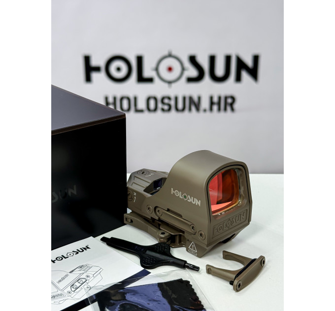 Holosun HE510C-GR-FDE Open Elite Green Reflex 2 MOA dot, 65 MOA circle, circle-dot QD Picatinny mount Shake Awake
