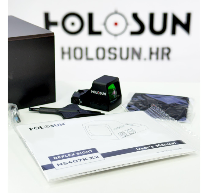 Holosun HS407K-X2 open reflex red dot sight, 6MOA dot, reticle, black, for hunting, sport shooting