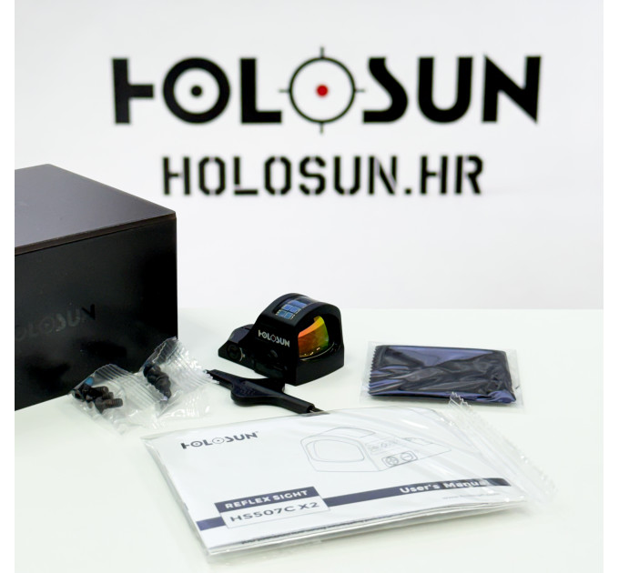Holosun HS507C-X2 open reflex red dot sight switchable 2MOA dot, 32MOA circle dot reticle solar cell