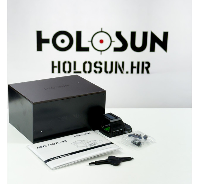 Holosun HS507C-X3-RD-MRS Open Reflex Red Dot Sight + interchangeable 2MOA Dot, 32MOA Circle Reticle Solar Cell, black, Sports Shooting Airsoft