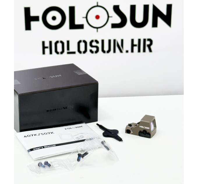 Holosun HS507K X2 FDE Pistol Red Dot 2 MOA dot + 32 MOA circle Shake Awake