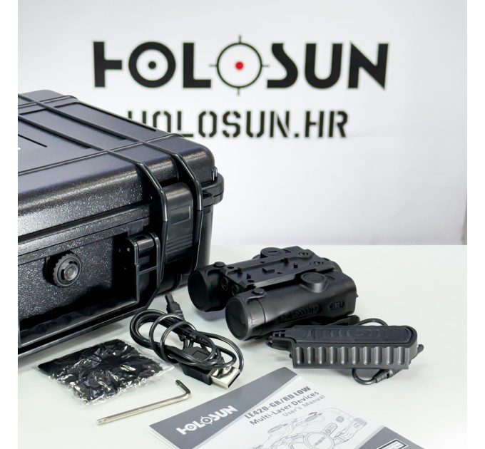 Holosun LE420G Titanium Multi-Function Laser, visible green laser, IR laser, QD Picatinny mount + integrated Holosun Micro red dot rail