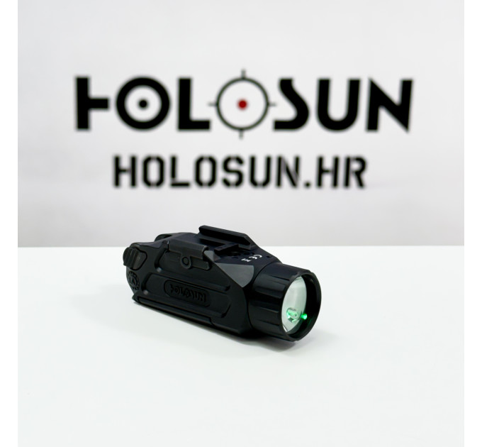Holosun P.ID-PLUS White Light LED Flashlight with Green Laser Pointer, 520nm, Black Anodized Housing, , 1000 Lumens and 23,000 Candela
