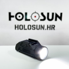 Holosun P.ID White Light LED Flashlight, black anodized housing, CR123A Lithium Battery, 3V 1400mAh, 1000 lumens and 23,000 candela