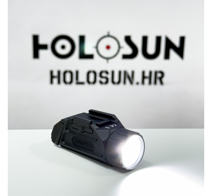 Holosun P.ID White Light LED Flashlight, black anodized housing, CR123A Lithium Battery, 3V 1400mAh, 1000 lumens and 23,000 candela