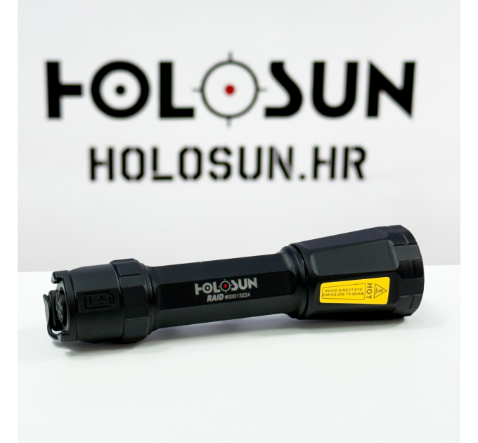 Holosun RAID white LED flashlight - high-performance weapon light for your long gun, black anodized housing, CR123A Lithium Battery, 3V 1400mAh, 1000 lumens and 80000 candela