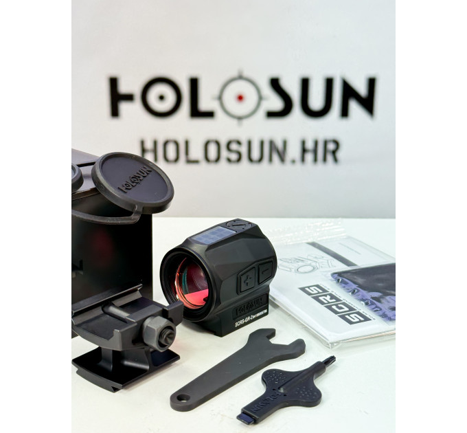 Holosun SCRS-GR-2 green dot sight, 2MOA dot reticle, solar cell, black, Picatinny/Weaver rail, hunting
