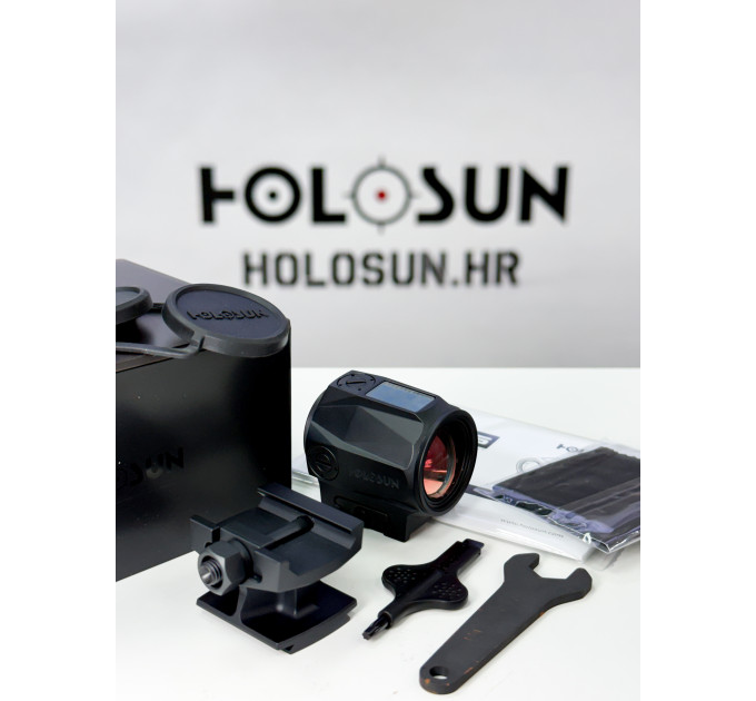Holosun SCRS-RD-MRS red dot sight, switchable 2MOA dot, 65MOA circle dot reticle, solar cell, black