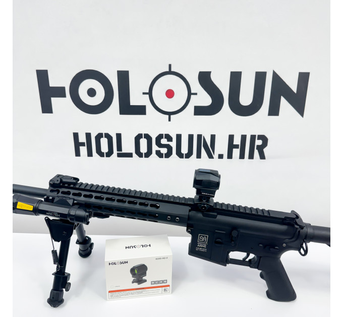 Holosun SCRS-RD-2 red dot sight, 2MOA dot reticle, solar cell, black, Picatinny/Weaver rail, hunting