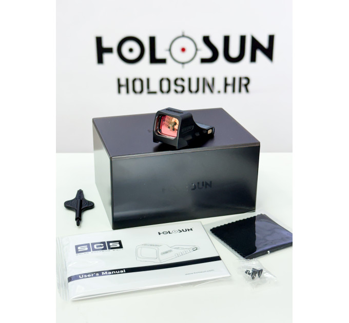 Holosun SCS-PDP-GR open reflex green dot sight switchable 2MOA dot, 32MOA circle dot reticle solar cell, black